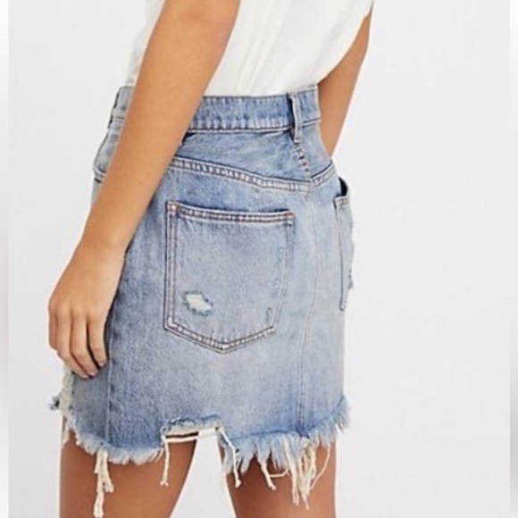 FreePeople We The Free Collection Grey Denim Mini Skirt - Picture 3 of 5